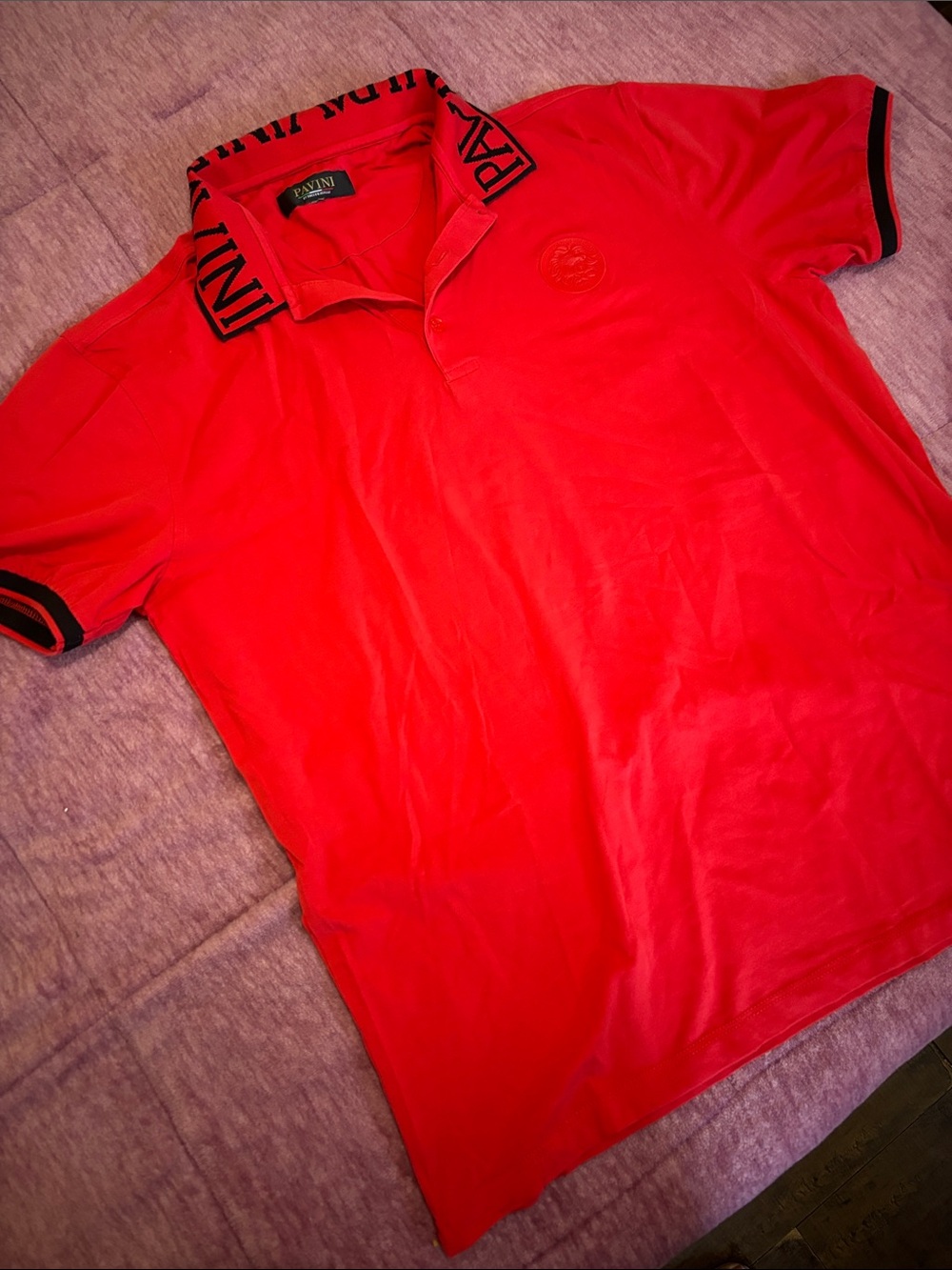 Red Polo Shirt with Logo Collar -